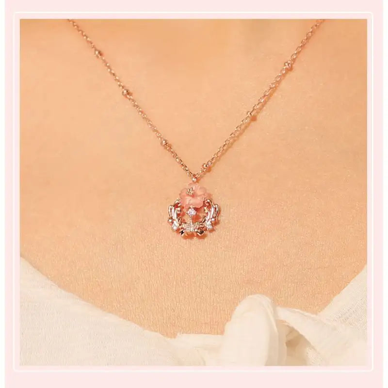 OST x Cardcaptor Sakura - Pink Cherry Blossom Starlight Silver Necklace - OST - Jewelry - Harumio