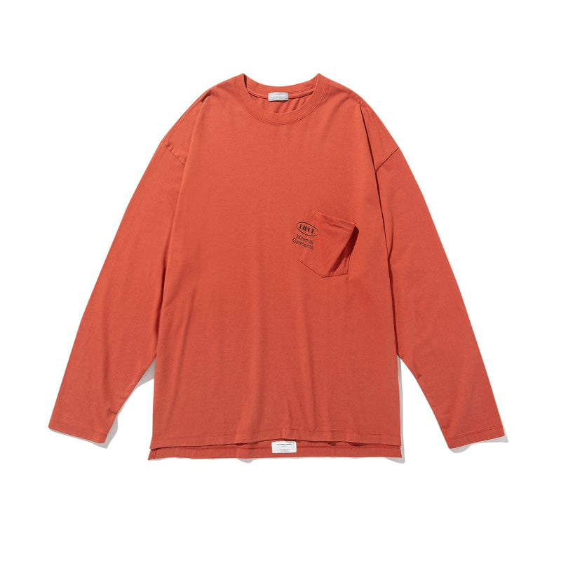Liful - Oval Pocket Long Sleeve Shirt - Red Brown