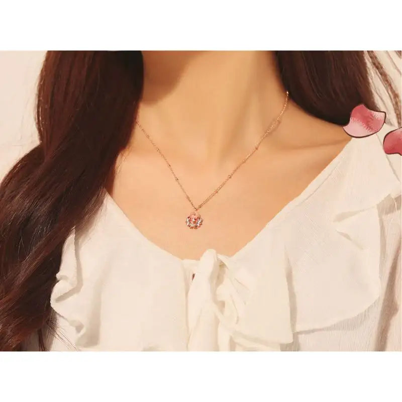 OST x Cardcaptor Sakura - Pink Cherry Blossom Starlight Silver Necklace - OST - Jewelry - Harumio