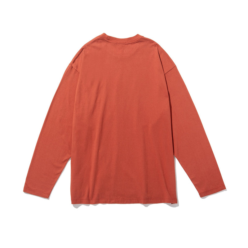 Liful - Oval Pocket Long Sleeve Shirt - Red Brown