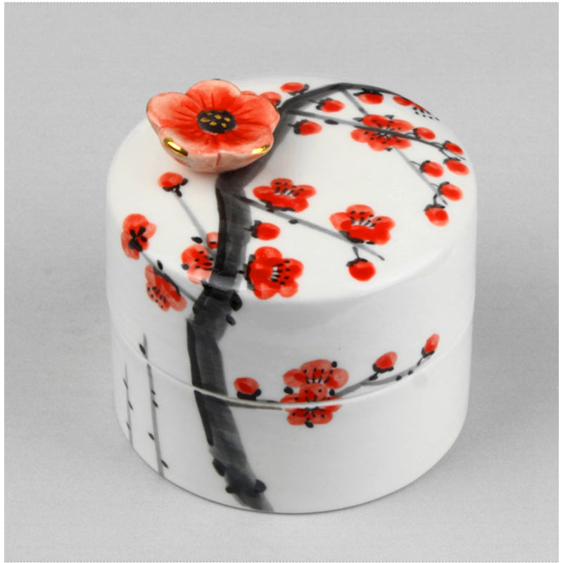 HK Studio - Hand Painted Plum Blossom Musical Jewelry Box