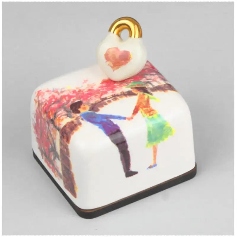 HK Studio - Moony Ceramic Cherry Blossom Couple Musical Paperweight - HK Studio - Music Box - Harumio