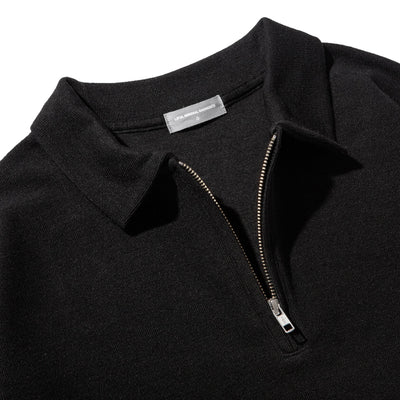 Liful - Half Zip-Up Polo Shirt - Black