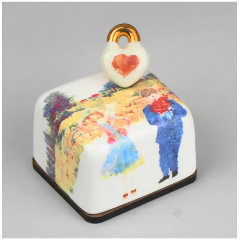 HK Studio - Moony Ceramic Rape Flowers Couple Musical Paperweight - HK Studio - Music Box - Harumio