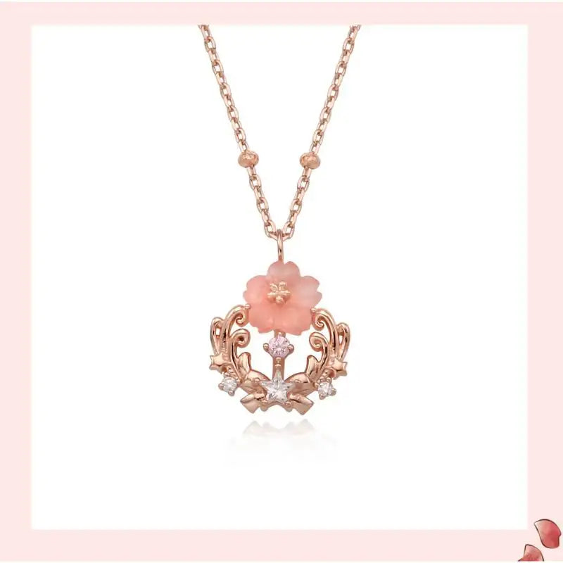 OST x Cardcaptor Sakura - Pink Cherry Blossom Starlight Silver Necklace - OST - Jewelry - Harumio