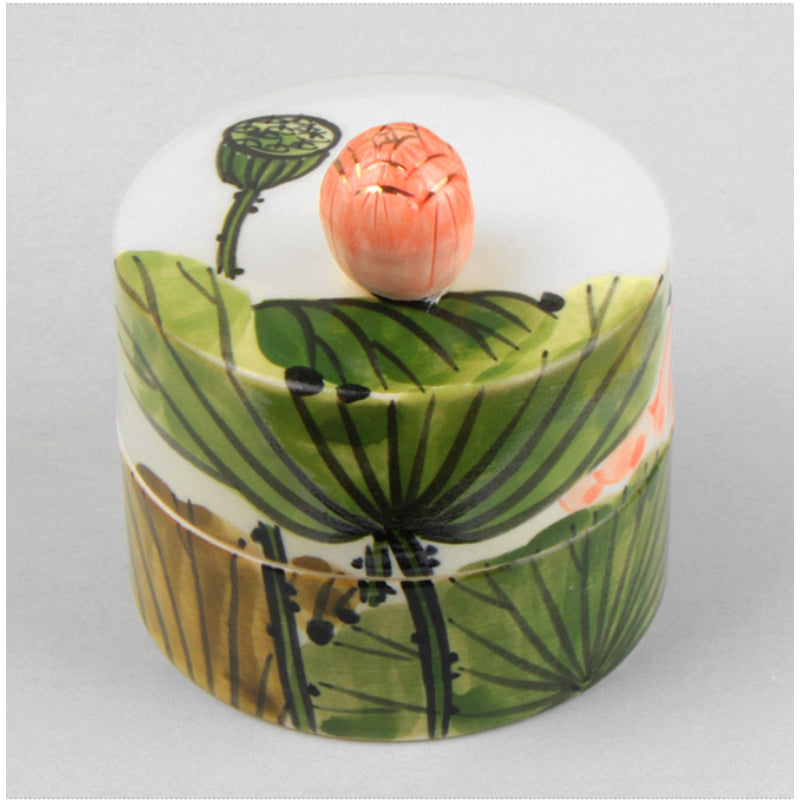 HK Studio - Hand Painted Lotus Seed Pod Musical Jewelry Box