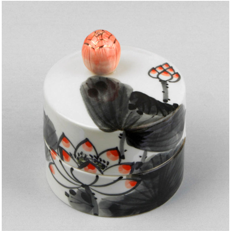 HK Studio - Hand Painted Black Lotus Musical Jewelry Box
