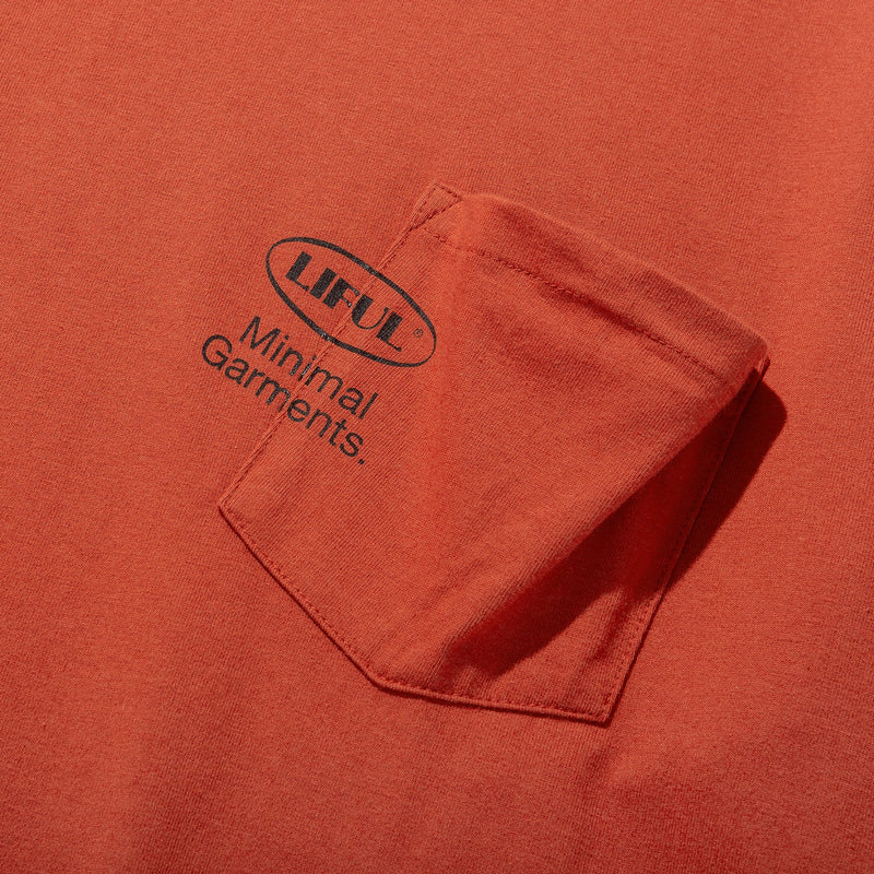 Liful - Oval Pocket Long Sleeve Shirt - Red Brown