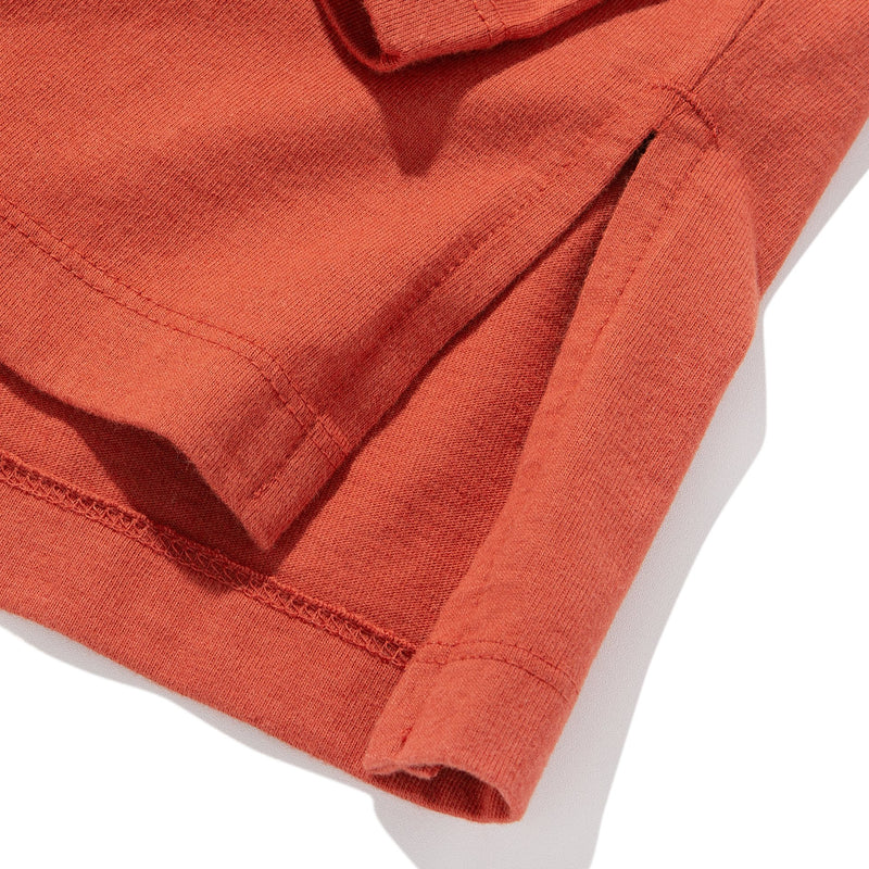 Liful - Oval Pocket Long Sleeve Shirt - Red Brown