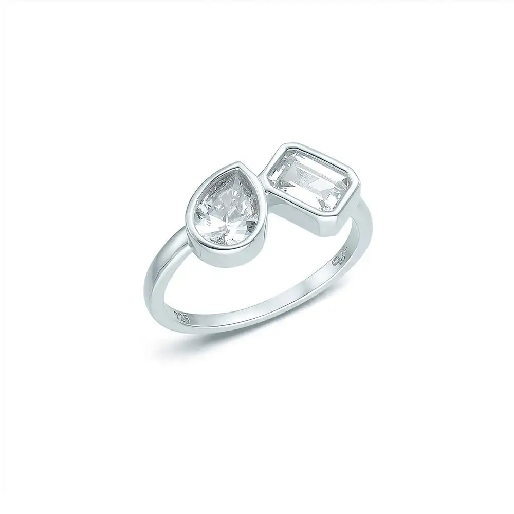 OST - Square Waterdrop Silver Ring - OST - Jewelry - Harumio