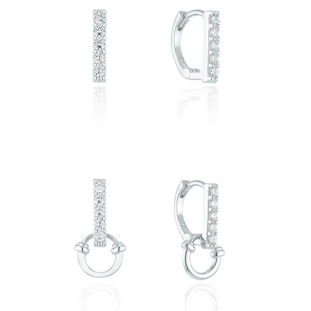 OST - Lucky Lock Two-Way Horseshoe One-Touch Silver Earring - OST - Jewelry - Harumio