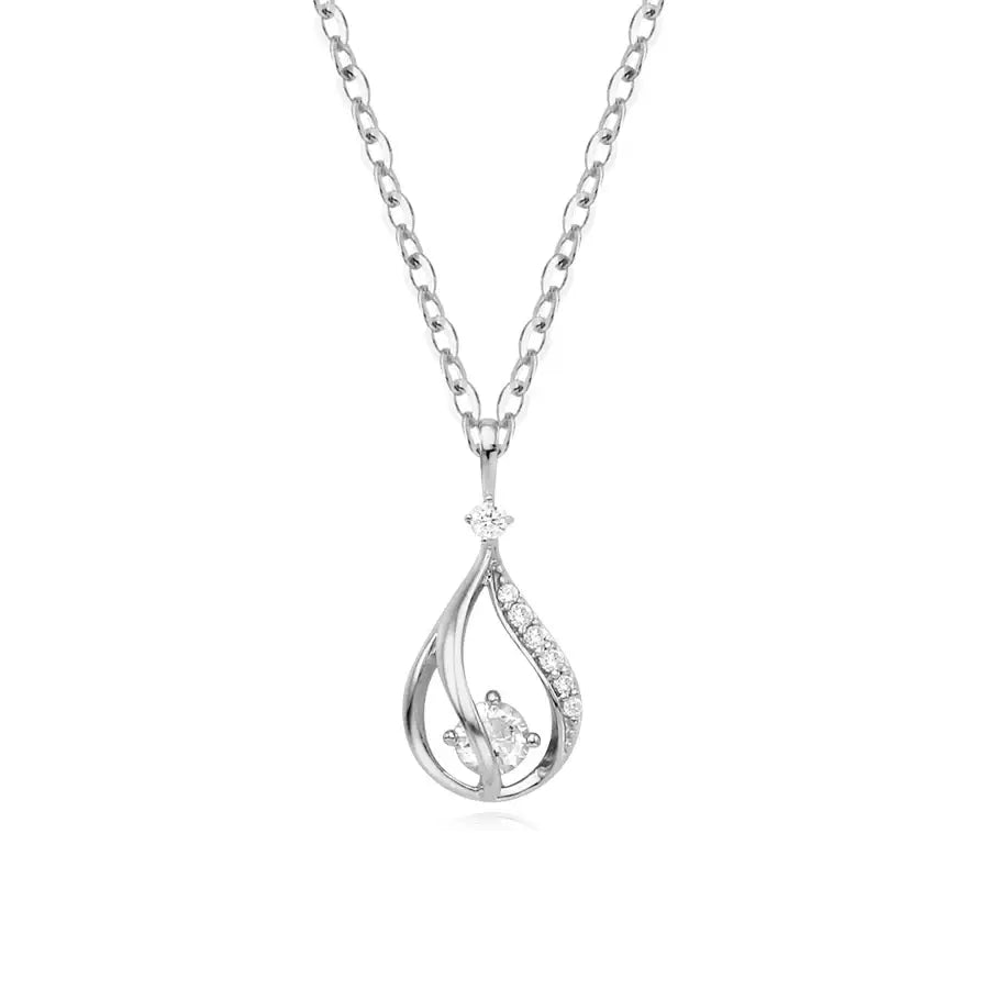 CLUE - Drop Cubic Silver Necklace - CLUE - Jewelry - Harumio