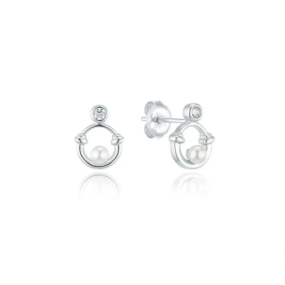 OST - Lucky Rock Horseshoe Stone Pearl Earring - OST - Jewelry - Harumio