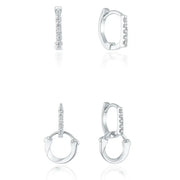 OST - Lucky Lock Two Way Horseshoe Stone Silver Earring - OST - Jewelry - Harumio
