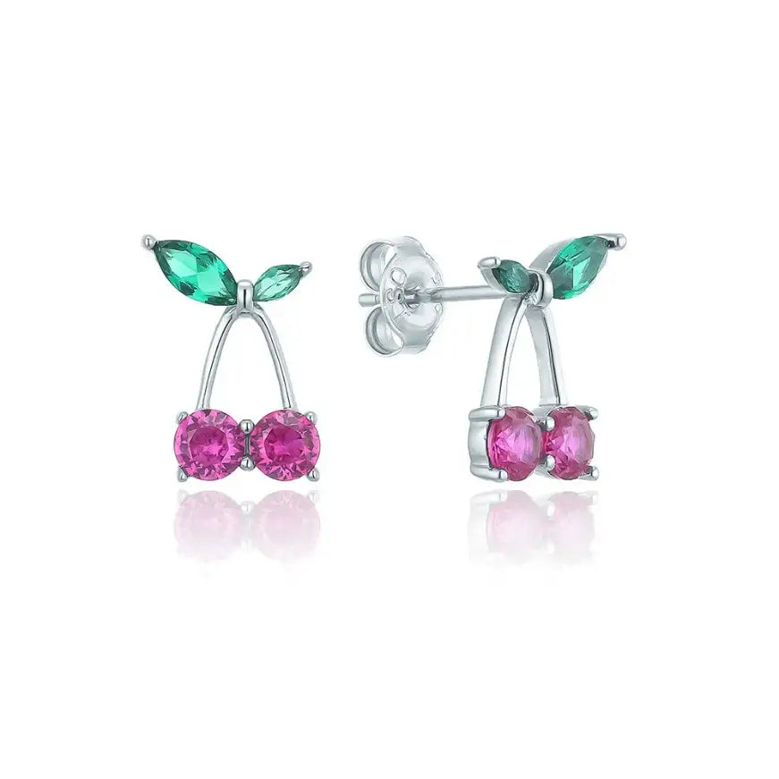 OST - Colorful Cherish Cherry Silver Earrings - OST - Jewelry - Harumio