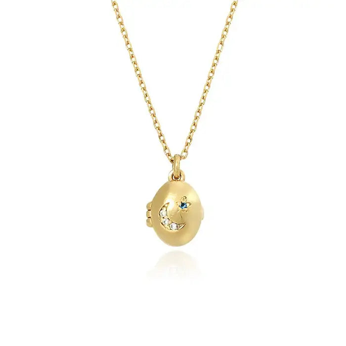 OST - Moon & Star Yellow Gold Locket - OST - Jewelry - Harumio