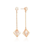 OST - Rhombohedron Rose Gold Drop Earrings - OST - Jewelry - Harumio