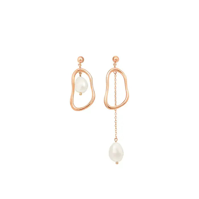 OST - Unique Layering Pearl Unbalanced Earrings - OST - Jewelry - Harumio