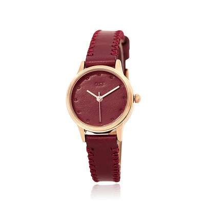 OST - Women's Red Leather Watch