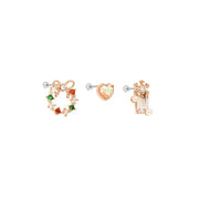 OST - Winter Wreath Decoration Rose Gold Ear Pierce Set - OST - Jewelry - Harumio
