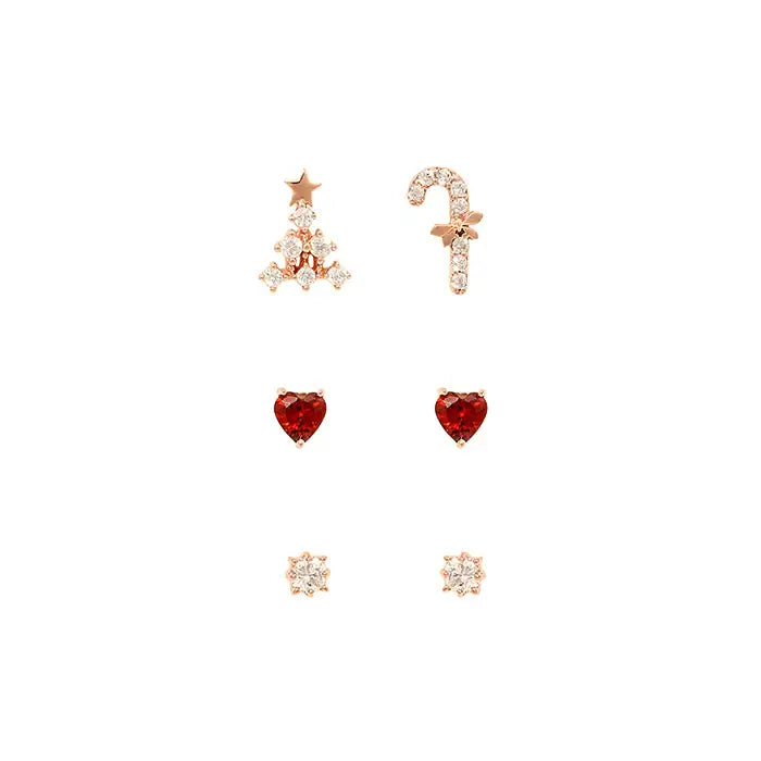 OST - Winter Red Heart Earrings Set - OST - Jewelry - Harumio