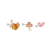 OST - Flower Rose Gold Ear Pierce Set - OST - Jewelry - Harumio