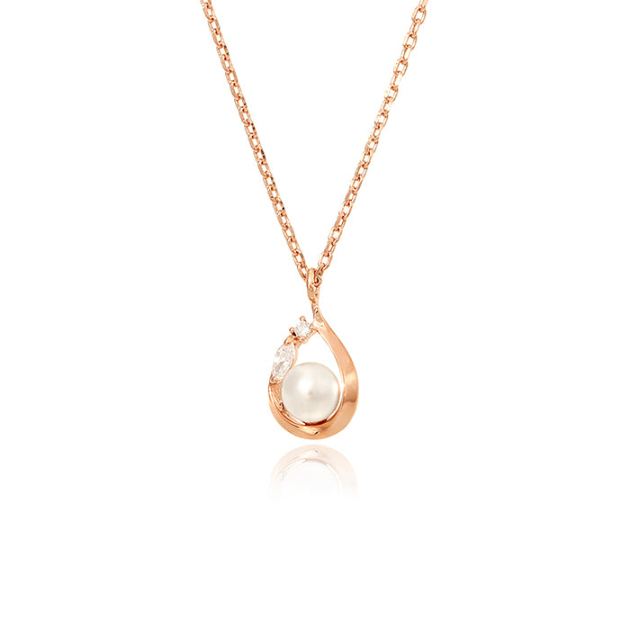 OST - Shining Pearl Rose Gold Necklace in Water Drops