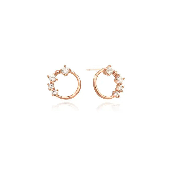 OST - Cubic Round Rose Gold Earrings - OST - Jewelry - Harumio