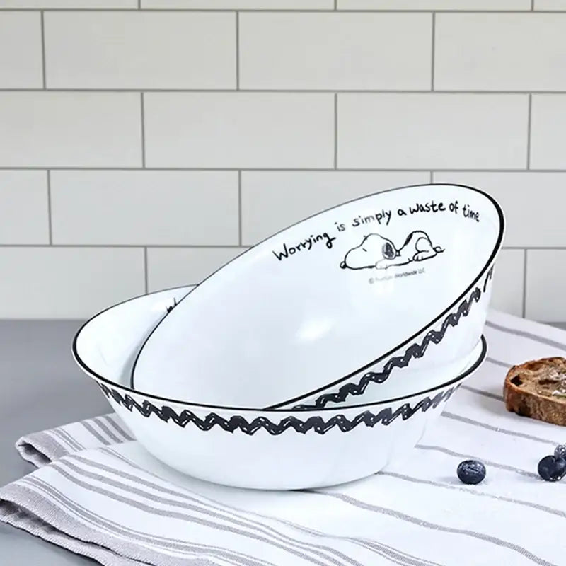 Corelle x Peanuts - Snoopy and Charlie - Noodle Bowl 2P Set - Modern House - Tableware - Harumio