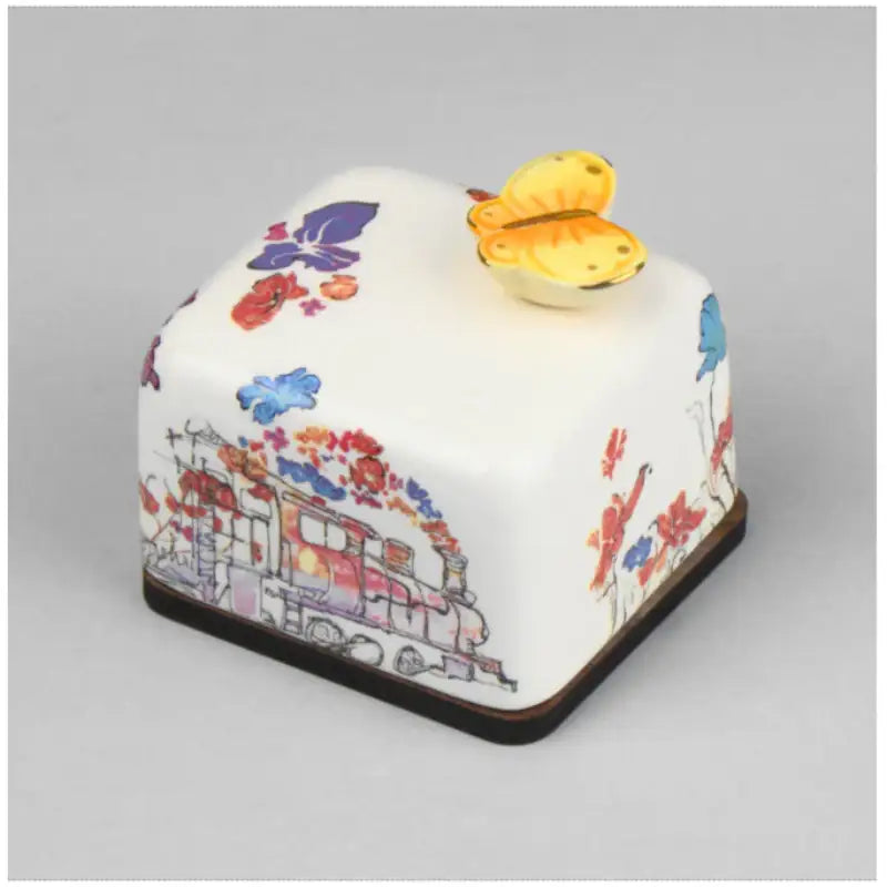 HK Studio - Moony Ceramic Flower Train Musical Paperweight - HK Studio - Music Box - Harumio