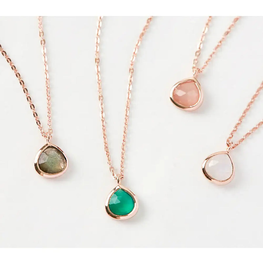 CLUE - Wish Spell Natural Stone Drop Silver Necklace - CLUE - Jewelry - Harumio