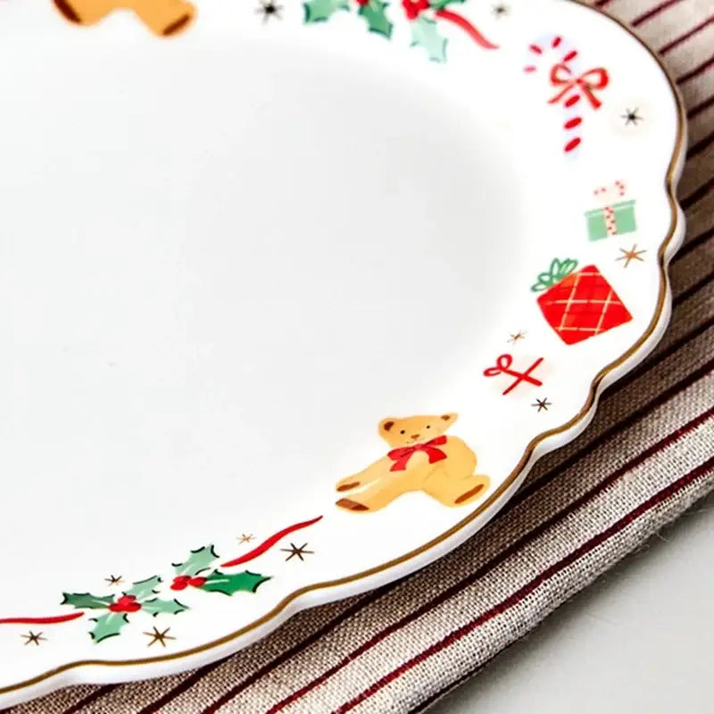Korean Winter Story - Scallop Gold Rim Oval Dessert Plate - Modern House - Plates - Harumio
