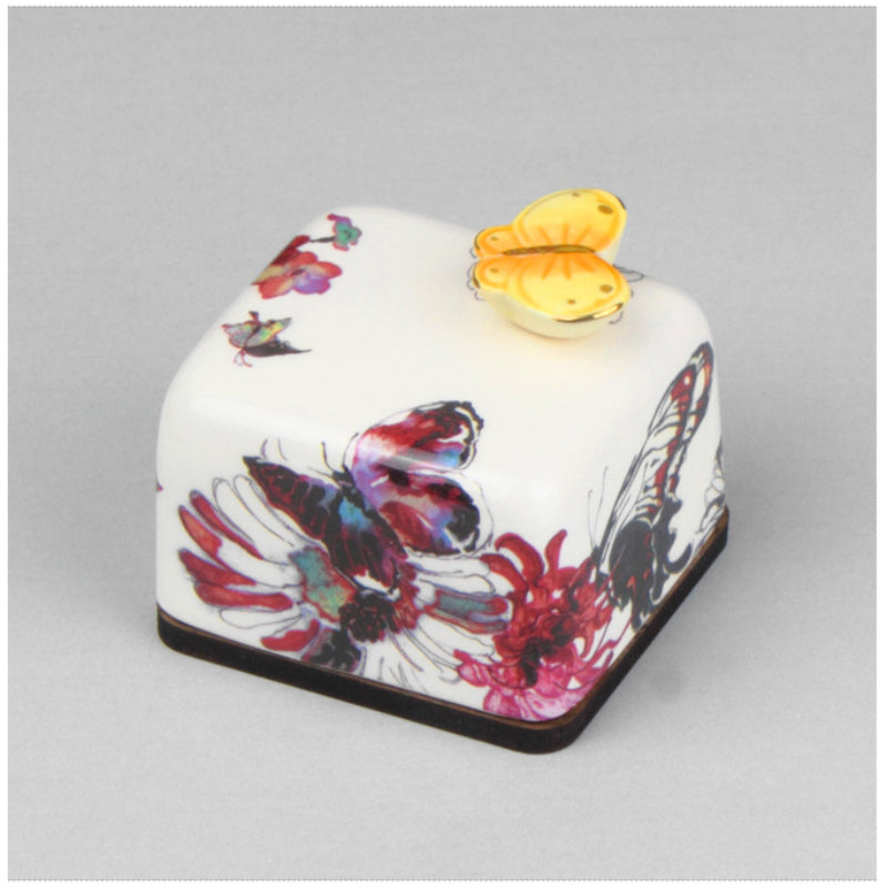 HK Studio - Moony Ceramic Flower Butterfly Musical Paperweight