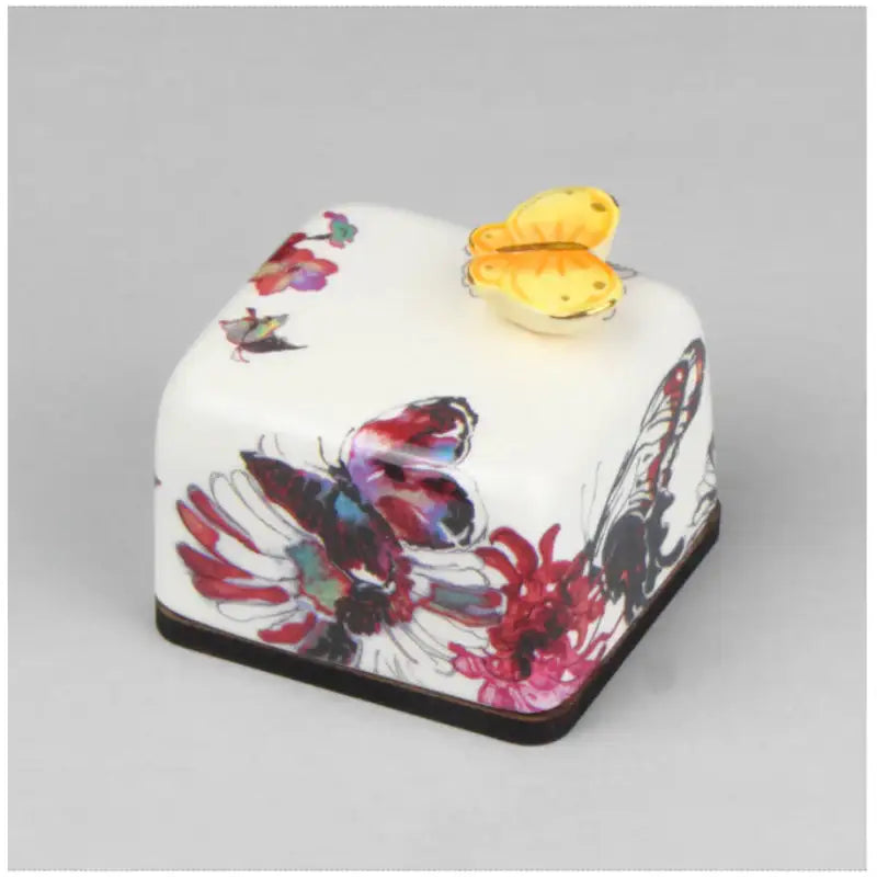 HK Studio - Moony Ceramic Flower Butterfly Musical Paperweight - HK Studio - Music Box - Harumio