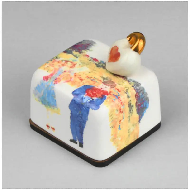 HK Studio - Moony Ceramic Rape Flowers Couple Musical Paperweight - HK Studio - Music Box - Harumio