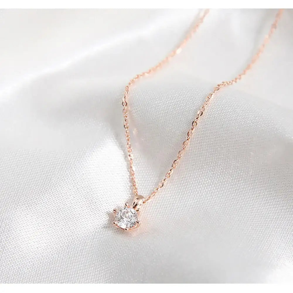 OST - Prong Setting Simulated Diamond Necklace - OST - Jewelry - Harumio