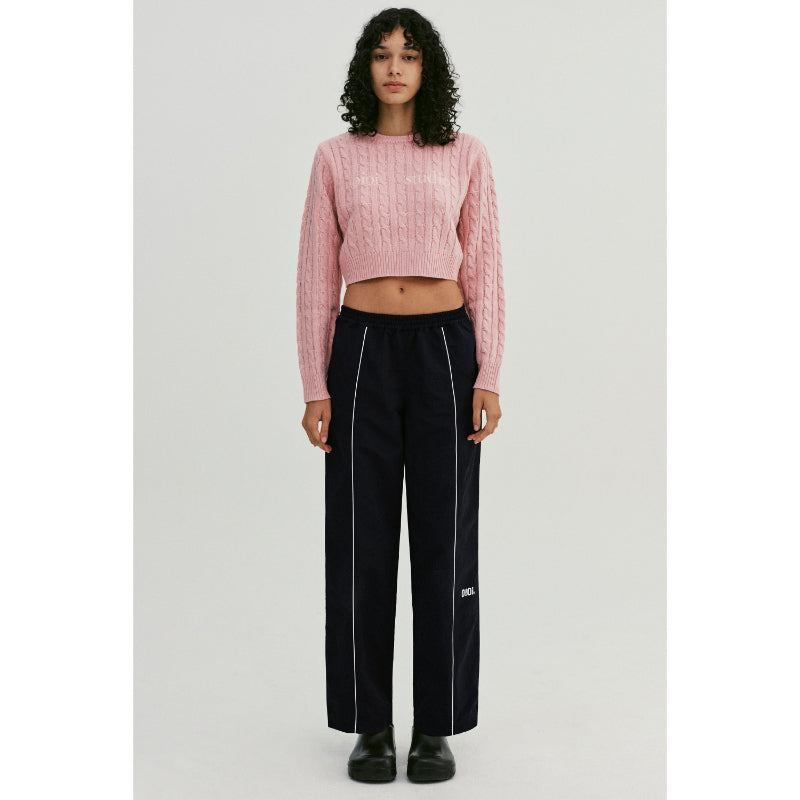 O!Oi x NewJeans - Layered Logo Crop Cable Knit