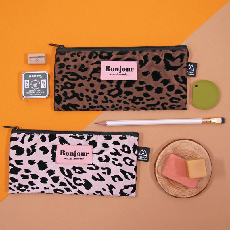 Second Mansion x 10x10 - Bonjour Leopard Pencil Case