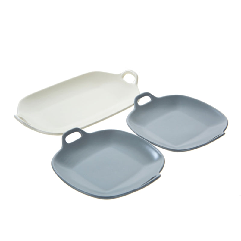 Korean L Mime Plate With Handle Set 3P