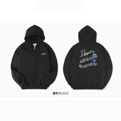 Ambler - Blue Rose Over Fit Zip Up Hoodie