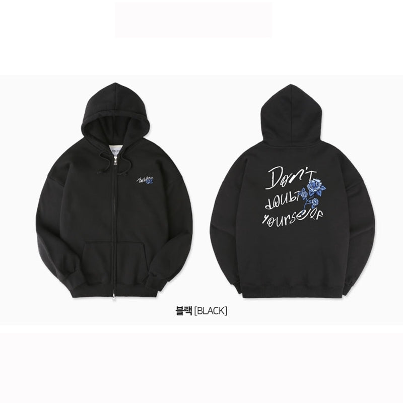 Ambler - Blue Rose Over Fit Zip Up Hoodie