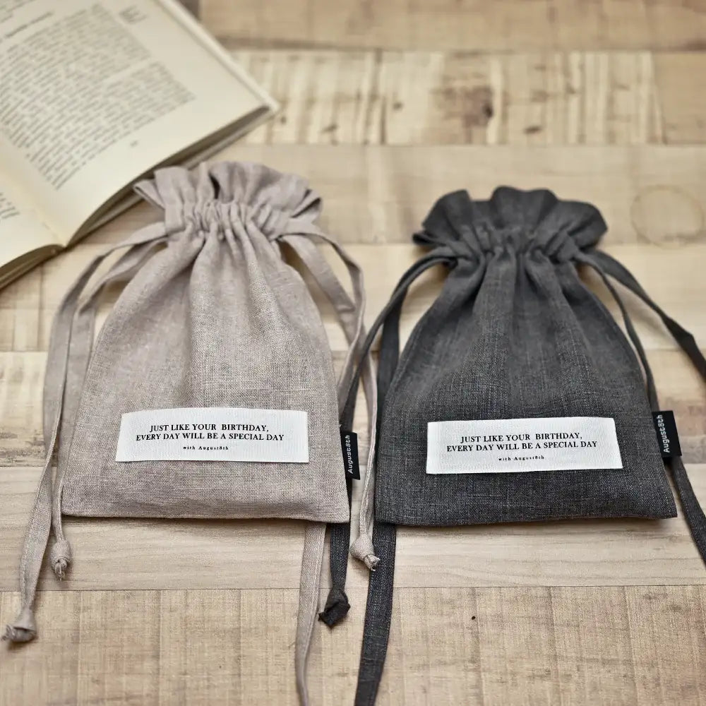 August8th - Birthday Linen Bucket Pouch - August8th - Accessories - Harumio