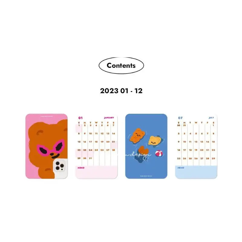 Pureureumdesign x 10x10 - 2023 Cupid Bear Mini Card Calendar - Pureureumdesign - Calendars - Harumio