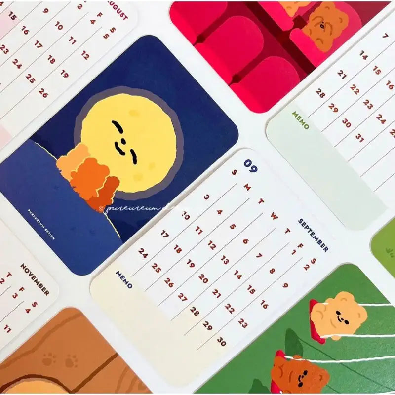 Pureureumdesign x 10x10 - 2023 Cupid Bear Mini Card Calendar - Pureureumdesign - Calendars - Harumio