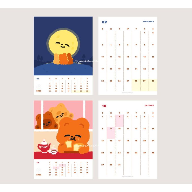 Pureureumdesign x 10x10 - 2023 Cupid Bear Desk Calendar