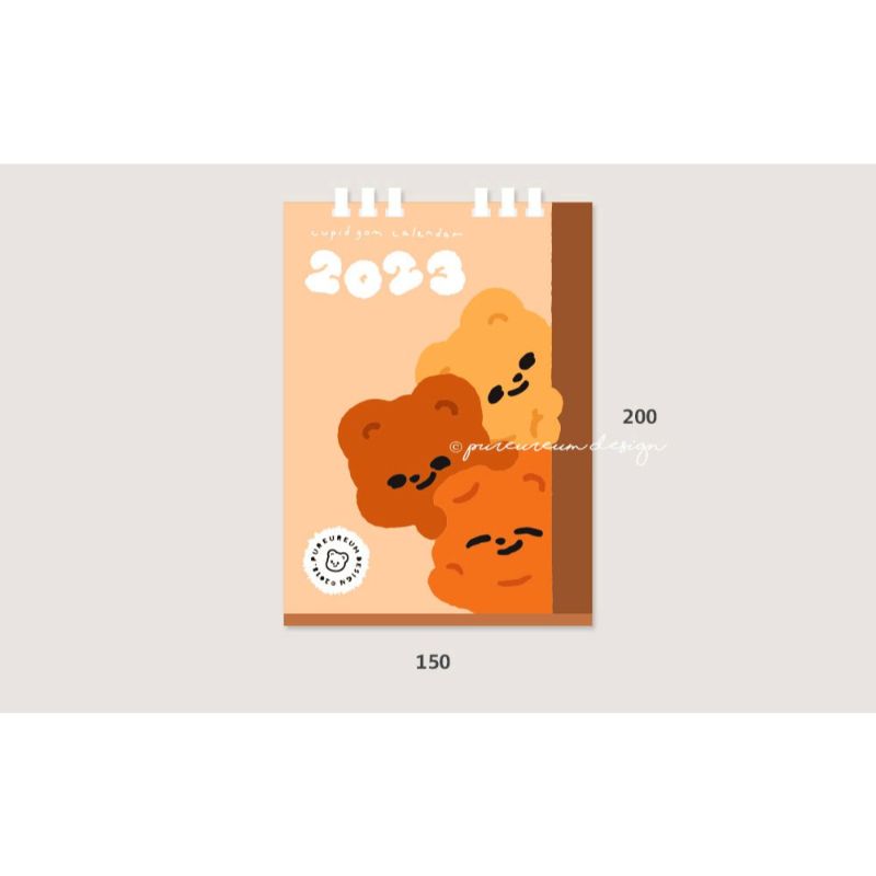Pureureumdesign x 10x10 - 2023 Cupid Bear Desk Calendar