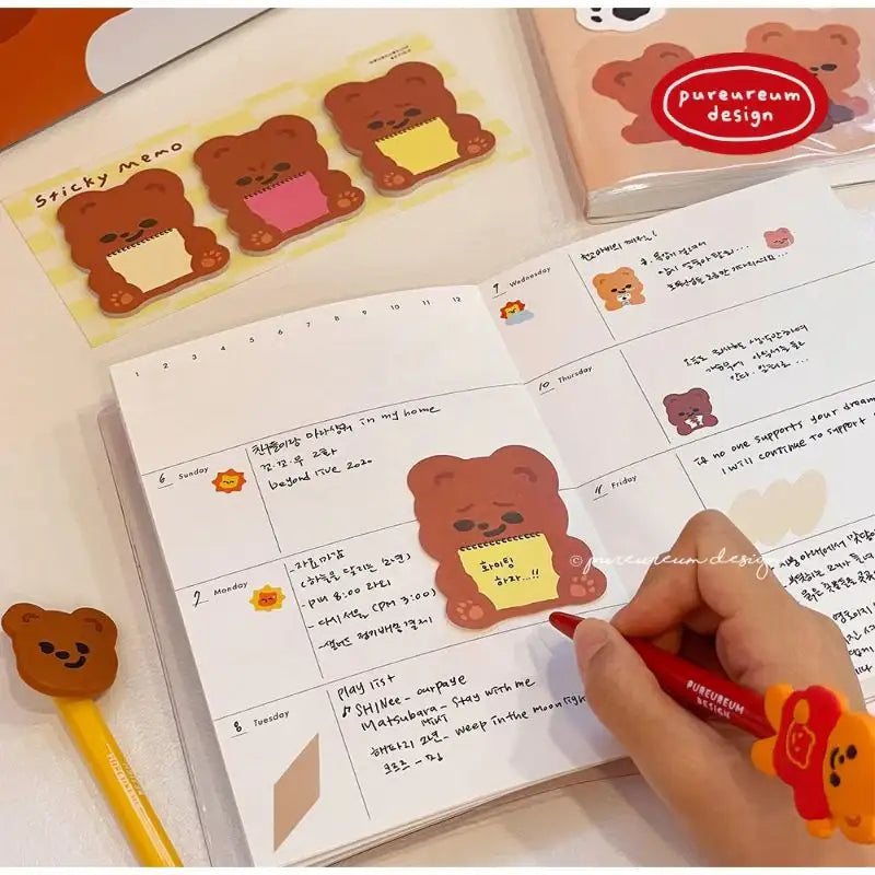 Pureureumdesign x 10x10 - Cupid Bear Sketchbook Sticky Notes - Pureureumdesign - Sticky note - Harumio