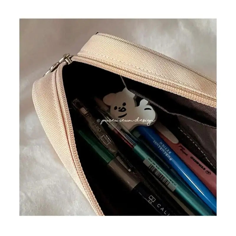 Pureureumdesign x 10x10 - Cupid Bear Embroidery Pencil Pouch - Pureureumdesign - Pencil Case - Harumio