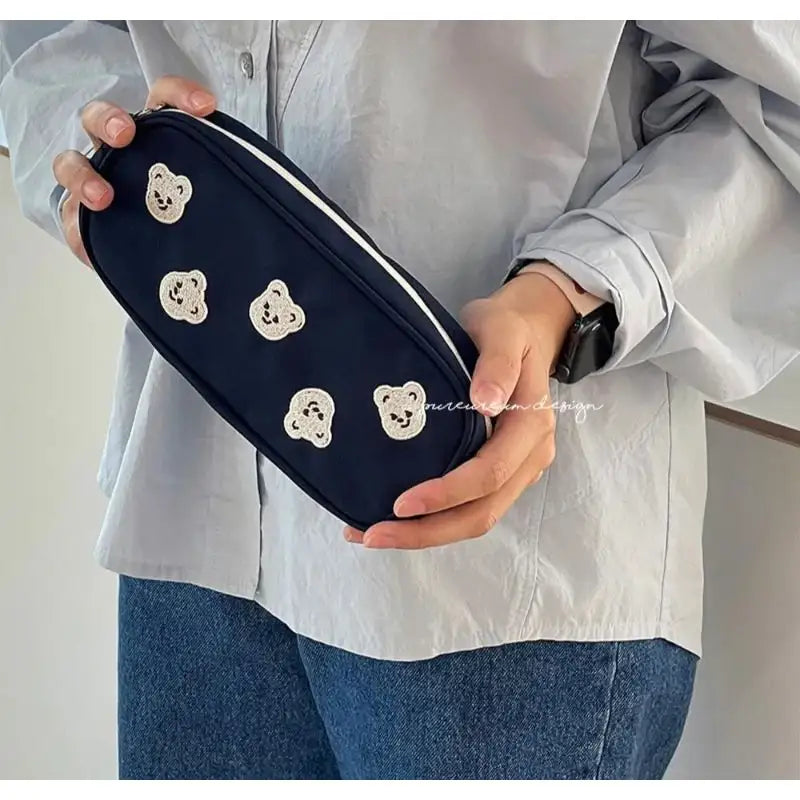 Pureureumdesign x 10x10 - Cupid Bear Embroidery Pencil Pouch - Pureureumdesign - Pencil Case - Harumio