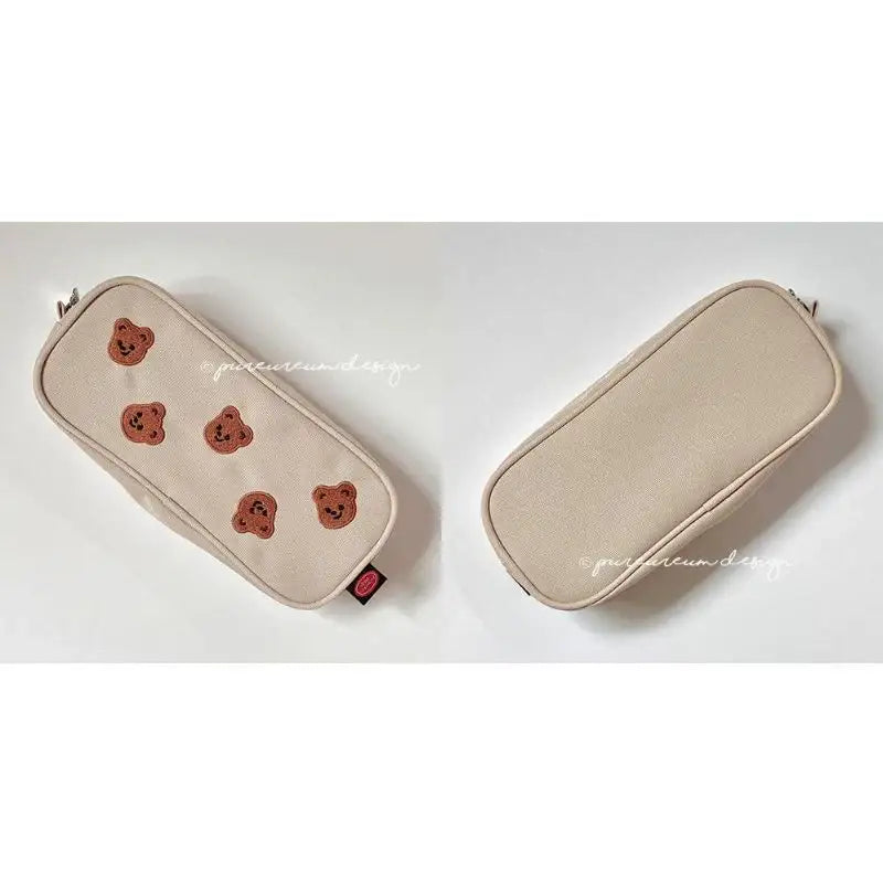 Pureureumdesign x 10x10 - Cupid Bear Embroidery Pencil Pouch - Pureureumdesign - Pencil Case - Harumio